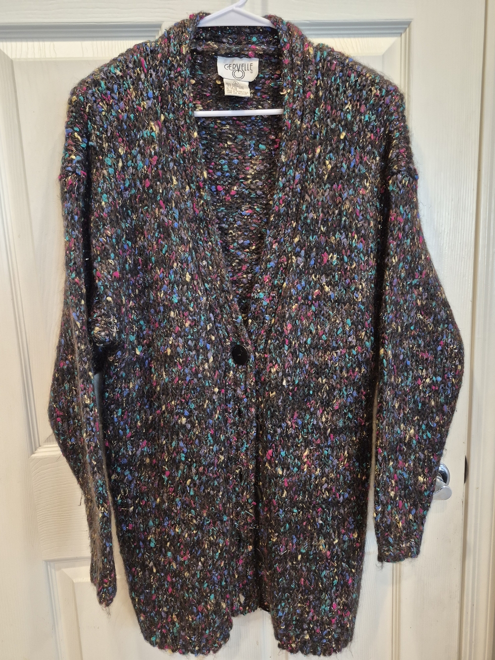 5/25 Cervelle Multicolor Speckled Knit Cardigan Sweater - Gray